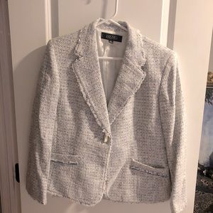 2-Piece White / Blue Tweed Skirt Suite
